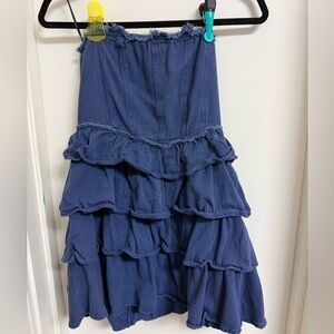 So Me Blue denim ruffled mini dress. Size M
